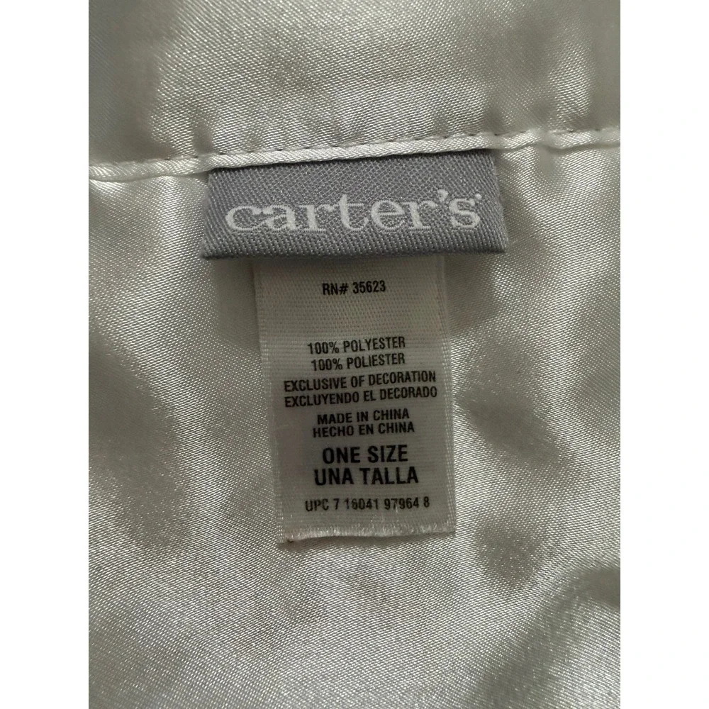 Carter's White Baby Blanket Teddy Bear Bunny Duck Blocks Satin  28x32